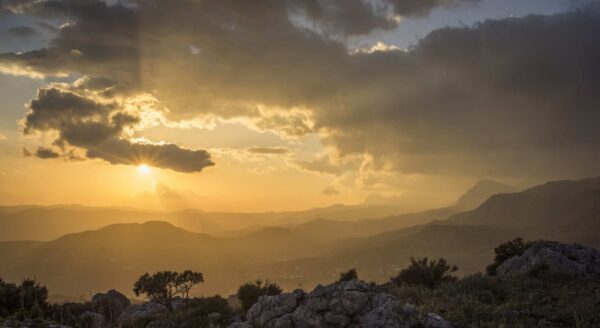 Spain's nature during sunset and many cloud in the sky