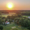 Drone picture from retreat centre during sunset in nature