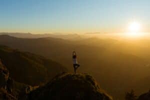 tree pose in the mountains